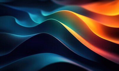 Poster - Vibrant Abstract Waves with Gradient Blue and Orange Colors