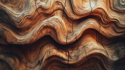 Wall Mural - Rich wooden textures curl into fluid, wavelike patterns, creating a fascinating blend of natural beauty and abstract art.