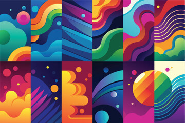 Poster - A vibrant collection of blurred abstract patterns showcasing a spectrum of colors in a visually captivating arrangement.