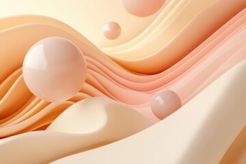 Poster - Abstract 3D Curves and Spheres with Pastel Color Scheme