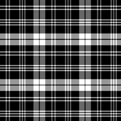 Wall Mural - plaid with twill weave repeat pattern in black and white.gingham seamless pattern with stripes.check