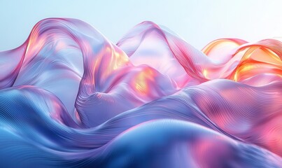 Poster - Colorful Abstract Waves with Blue and Pink Tones