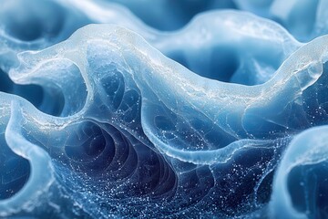 Poster - Abstract Blue Waves with Textured Details in Soft Light