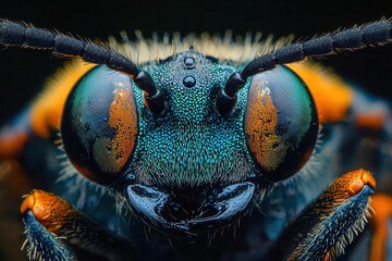 Vibrant Macro Shot of Colorful Insect with Detailed Eyes and Antennae