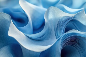 Poster - Abstract Blue Waves: Dynamic Flow of Fluid Texture
