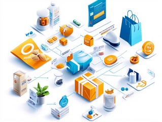 Online Shopping Process Illustration.