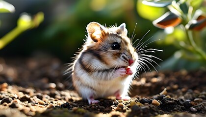 adorable hamster exploring an exotic pet farm under warm sunlight