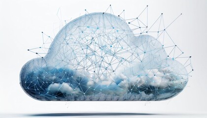 Wall Mural - A stylized, digital cloud representation, composed of interconnected particles and textures, symbolizing data connectivity and innovation.