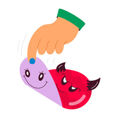 Wall Mural - Comic style devil sticker with hand 
