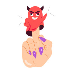Wall Mural - Devil mascot sticker in comic style 

