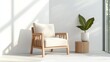 © ADD PHOTO - Modern Armchair with Plant in Bright Room