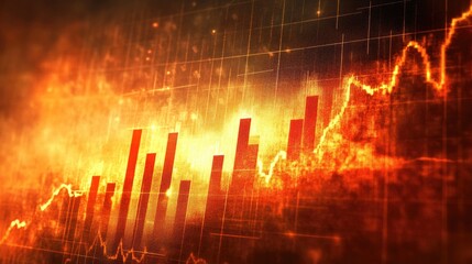 Poster - A bar chart showing fluctuating financial trends, with some bars rising and others falling, indicating market volatility and changes in stock prices.