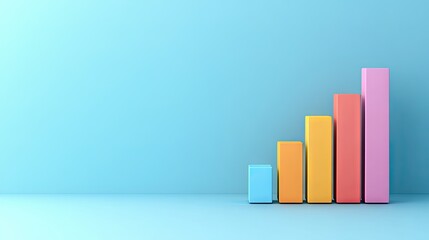 Poster - Flat lay of a bar graph with minimalistic design and plenty of blank space above and to the right for text or promotional content.