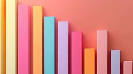 Poster - Flat lay of a bar graph with various bar heights and plenty of blank space at the top for promotional or informational text.
