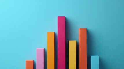 Poster - Flat lay of a bar graph with various bar heights and plenty of blank space at the top for promotional or informational text.