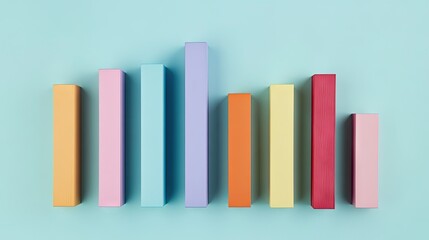 Poster - Flat lay of a bar graph with various bar heights and plenty of blank space at the top for promotional or informational text.