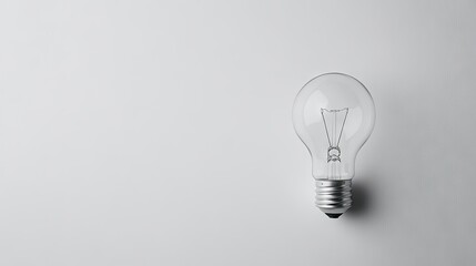 Flat lay of a light bulb with an empty background, leaving the top half of the image open for copy, perfect for energy or home improvement ads.