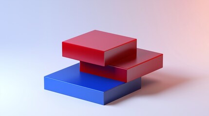 Poster - A modern composition of colorful geometric blocks stacked creatively on a soft gradient background.