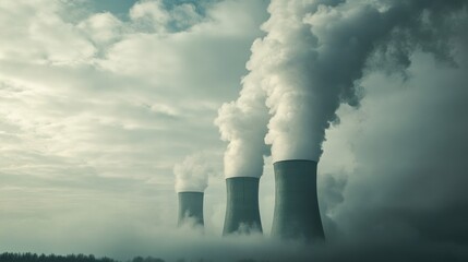 A coal power plant emitting thick clouds of smoke, representing the impact of fossil fuel consumption on global air quality and climate