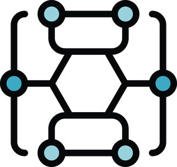 Poster - Blockchain network icon representing secure transactions connecting nodes in a decentralized system