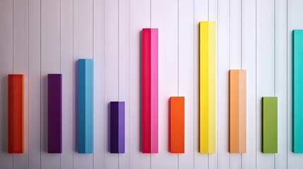 Poster - Top view of a bar graph with various bar heights and a wide open space on the left side for adding titles or annotations.