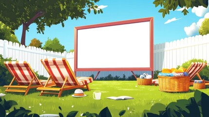 Wall Mural - Outdoor Movie Night Setup