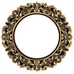 A vintage classic floral design with a round frame  featuring a retro circular ornate border  