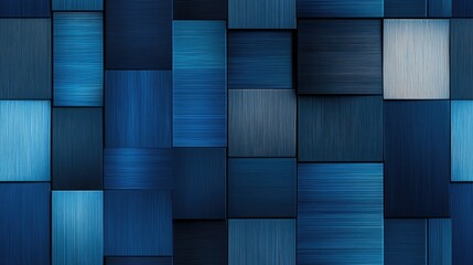 Poster - A dark background features an arrangement of geometric blocks in varying sizes, showcasing modern minimalism with textures reminiscent of metal and concrete, ideal for wall decoration SEAMLESS PATTERN