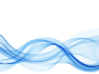 Wall Mural - Blue abstract wave. Curves isolated on white background. Design element. Layout for advertising. Eps 10