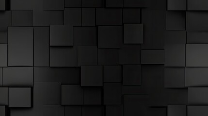 Poster - A dark background features an arrangement of geometric blocks in varying sizes, showcasing modern minimalism with textures reminiscent of metal and concrete, ideal for wall decoration SEAMLESS PATTERN