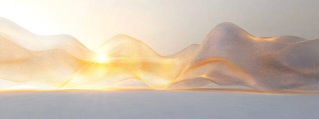 Poster - Mesmerizing Single Light Wave A Captivating 3D Rendered Abstract Composition