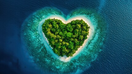 Canvas Print - Heart shaped island in the ocean