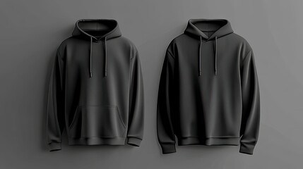 Canvas Print - mock up hooded t-shit, back and front