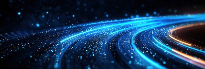 Poster - Blue Light Trails on Dark Background for Creative Projects
