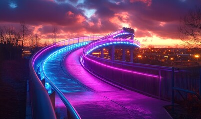 Poster - Neon Bridge at Dusk