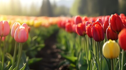 Poster - Tulips in a Field of Bloom