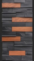 Poster - This close-up view highlights a modern stone cladding wall featuring a mix of black and brown tones, perfect for enhancing interior design aesthetics in contemporary spaces