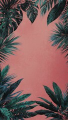 Wall Mural - Tropical summer backdrop in pink and blue hues.