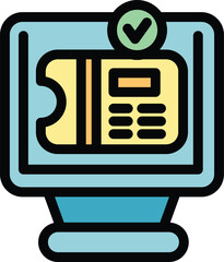 Poster - Online payment system showing credit card with checkmark icon for successful money transfer