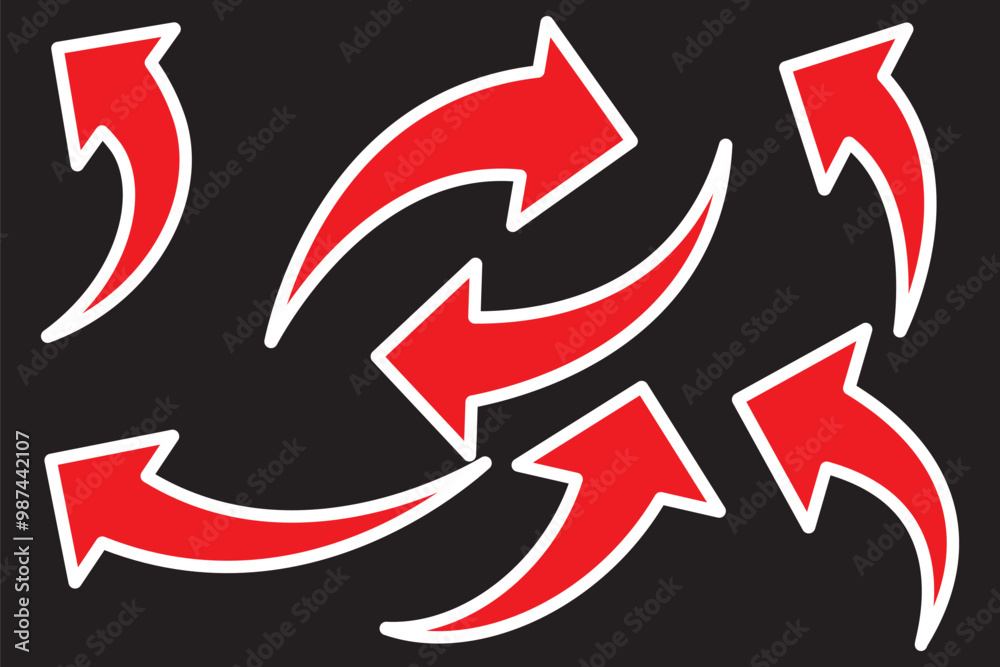 black curve arrow icon on transparent background. flat style. arrow ...