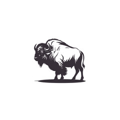 Bison silhouette. simple flat color elegant white background vector and animal illustration Bison. simple design animal wild