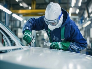 Wall Mural - Car Painter in Factory