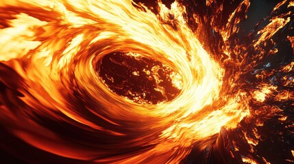 Wall Mural - A 3D abstract fire tornado, with flames spiraling upwards and radiating heat in a surreal scene.