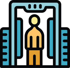 Poster - Man is passing through an airport security metal detector scanner
