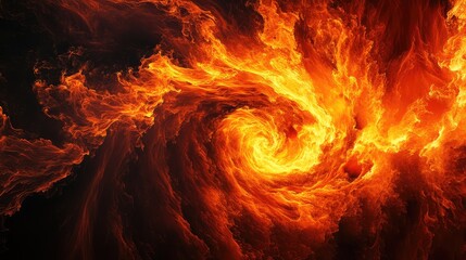 Wall Mural - A 3D abstract fire tornado, with flames spiraling upwards and radiating heat in a surreal scene.