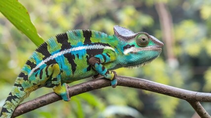 Wall Mural - closeup of a colorful chameleon