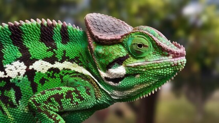 Wall Mural - closeup of a colorful chameleon