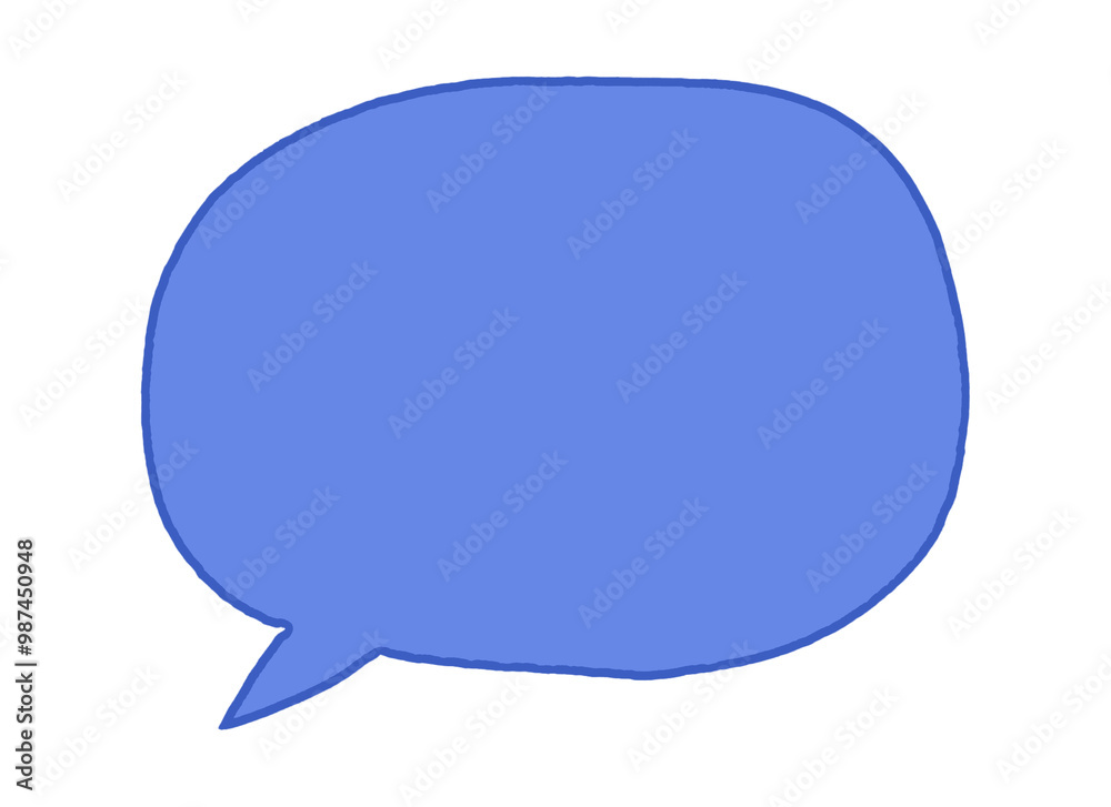 Speech bubble in a vibrant blue with a subtle outline on a transparent ...