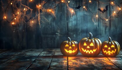 Halloween pumpkins background with copy space for text