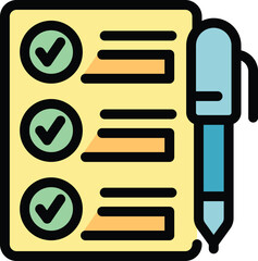 Poster - This colorful icon depicts a checklist with all items marked as completed, symbolizing accomplishment and productivity